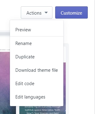Step 2.5 Actions drop down menu